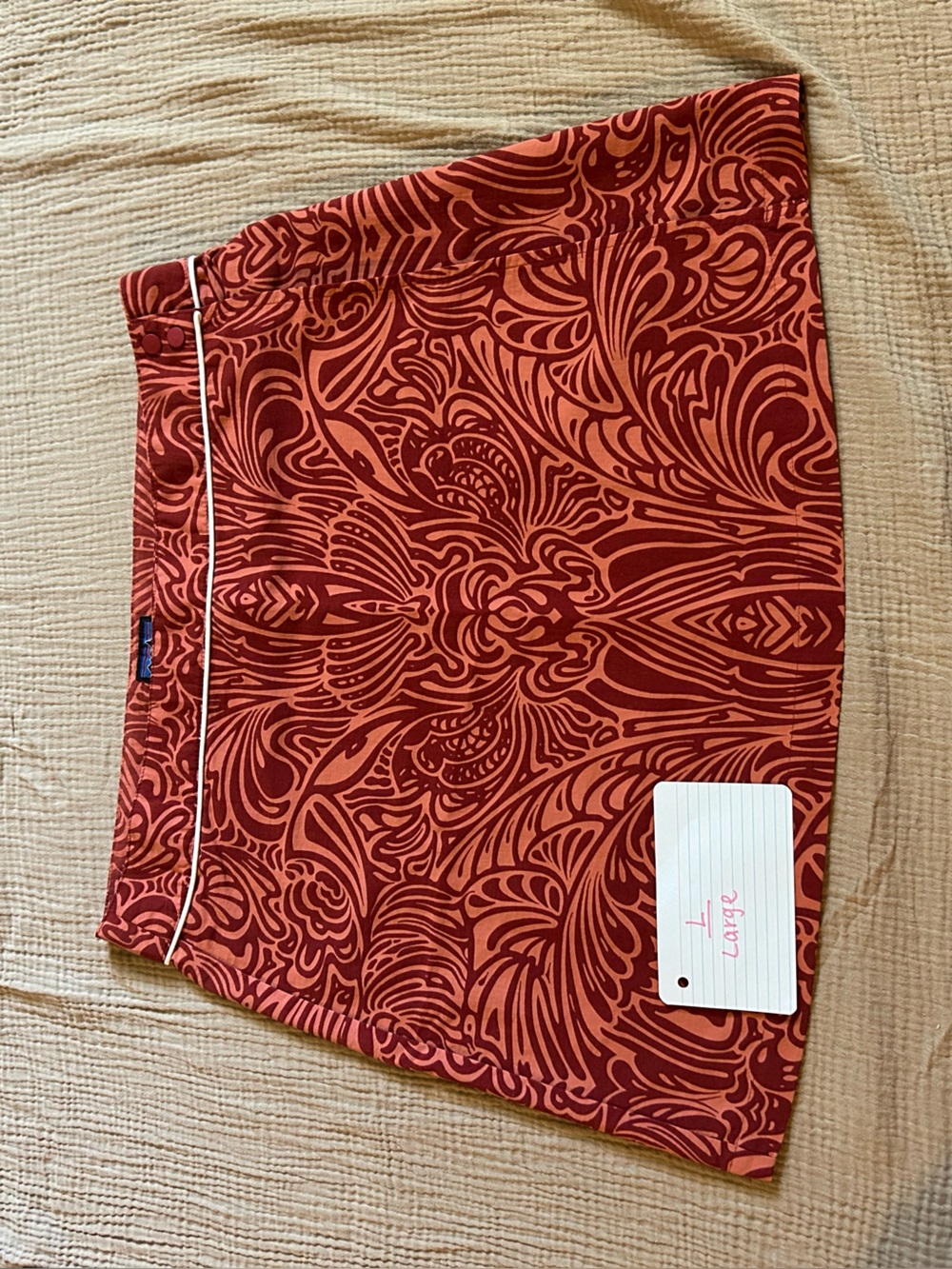 Patagonia Red and Rust Patterned Mini Skirt